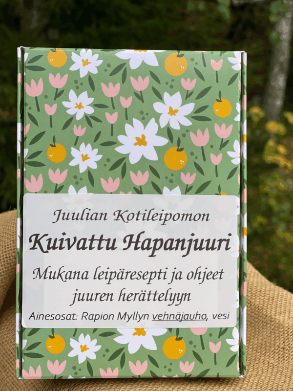 Juulian Koitleipomon kuivattu hapanjuuri, joka on valmistettu Rapion Myllyn vehnäjauhosta.